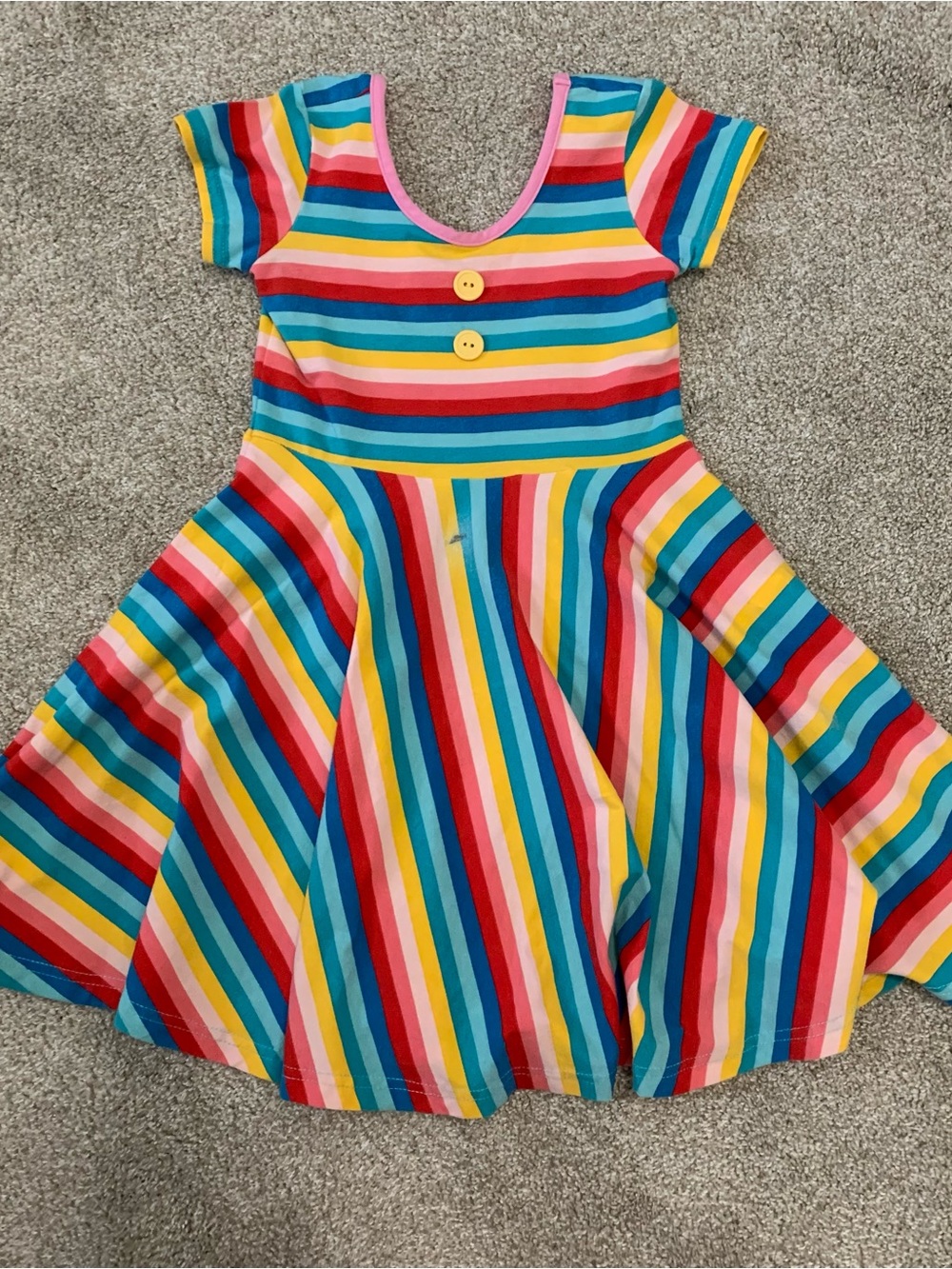 Girls 5-6 Rainbow Stripe Twirl Dress - Multicolor